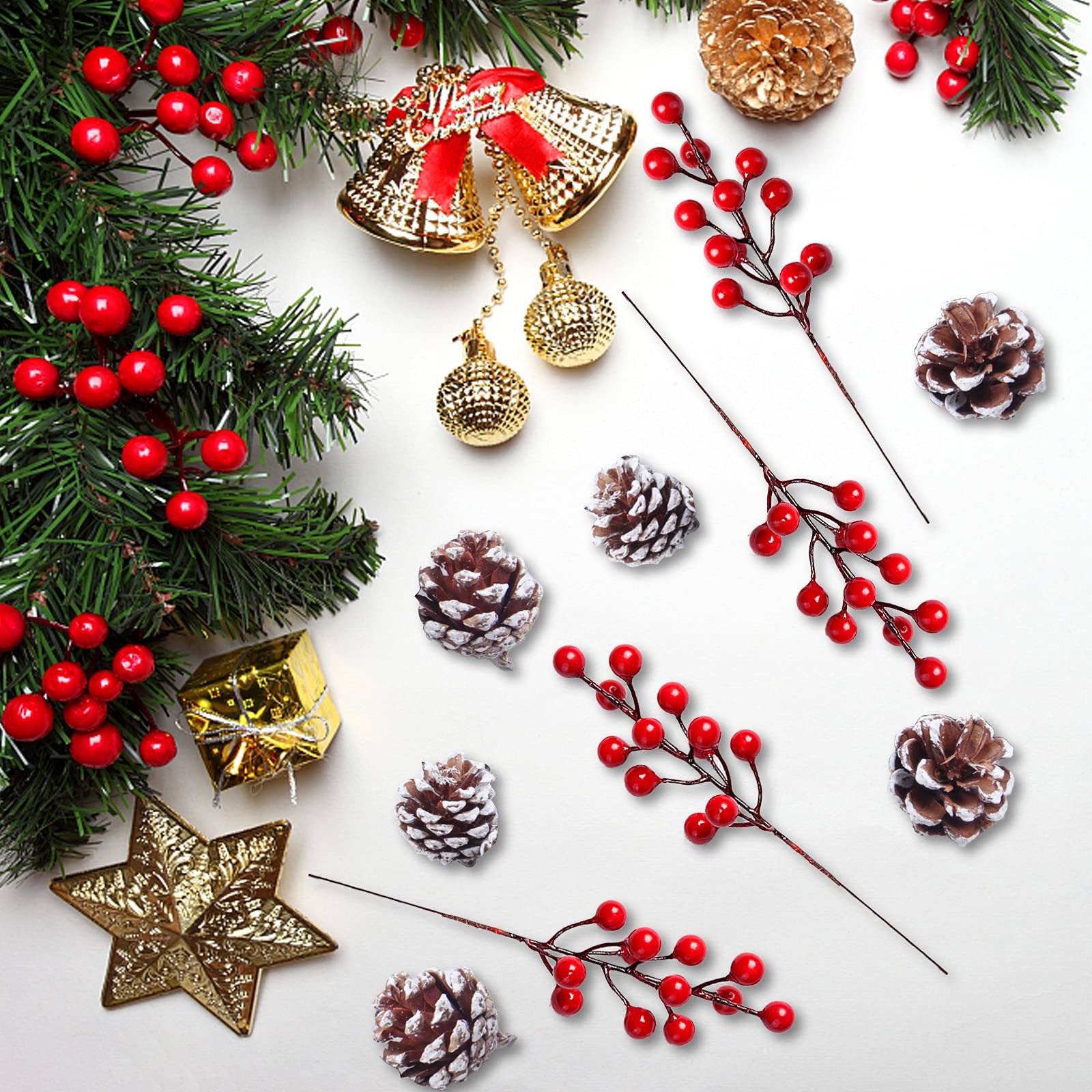 Amazon.co.jp: Hikkcos クリスマスレッドベリーステム フローラル
